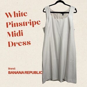 Banana Republic Cream Pinstripe Midi Dress